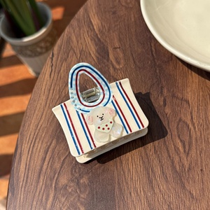 New Arrival Cute Cartoon Personality Splicing Bear Bag Grab Clip Creative Handbag Acetate Hairpin Claw Clips - Product Image 3