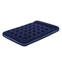 Matelas gonflable à surface floquée-Lit double pliable avec pompe à pied intégrée et oreiller pour la maison, le camping et l'extérieur