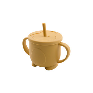 Gobelet d'apprentissage pour bébé et enfant en silicone 100% alimentaire sans BPA, motif animal, avec couvercle et paille - Product Image 3