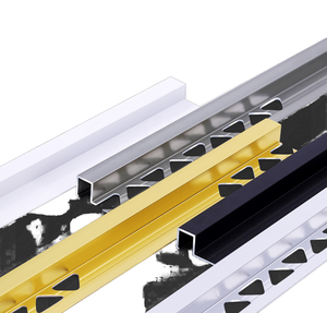Bande de finition décorative autocollante en aluminium minimaliste de forme carrée pour bordures de carrelage, protection des bords muraux - Product Image 1