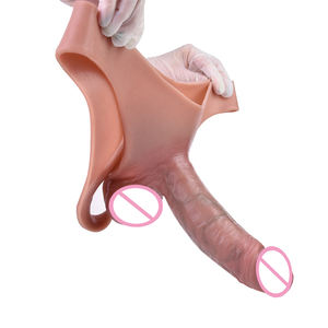 Dildo <span class=keywords><strong>Strap</strong></span>-on Realistis untuk Pria, Celana Pembesar <span class=keywords><strong>Penis</strong></span> dengan Bahan Silikon - Product Image 4