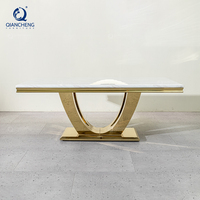 Table et chaises de salle à manger QIANCHENG, style moyen-oriental et européen, en marbre blanc, finition minimaliste, avec glaçure protectrice