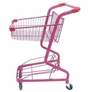 Supermercado Mall <span class=keywords><strong>Bar</strong></span> KTV Snack Group Store Carro de mano de metal Carro de carga Malla de superficie de PU de doble capa para compras de comestibles - Product Image 2