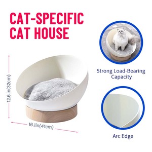 Tempat Tidur Kucing Plastik Modern dengan Alas Motif Kayu, Sarang Hewan Peliharaan Terangkat untuk Kucing Dalam Ruangan, Lounge Kucing Semi-Tertutup - Product Image 2