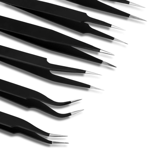 9 piezas de pinzas para extensiones de pestañas suministros al por mayor pinzas Kit OEM ODM con bolsa de almacenamiento LA ELAHI - Product Image 4