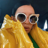 2023 personnalité mode ronde surdimensionné lunettes de soleil cadre rond léopard diamant grand cadre pour femmes lunettes de soleil