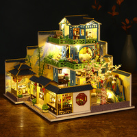 Kit de Manualidades DIY para Rincón de Lectura, Juguetes de Madera, Rompecabezas 3D, Kit de Casa en Miniatura, Estilo Oriental, Mini Casa, Juguete de Manualidades para Ensamblar a Mano