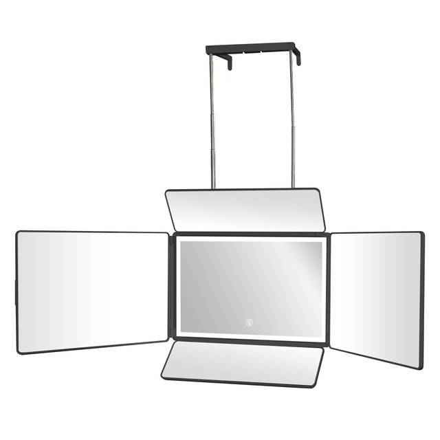 New Design 5 Way Mirror for Hair Cutting With LED Light Portable 360 Trifold Barber Self Cut Mirror with Height Adjustable Hooks
