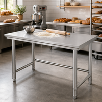 Table de travail / plan de travail en acier inoxydable sur mesure 1500-1800 mm, à un seul niveau, soudée, pour cuisine de restaurant et préparation alimentaire