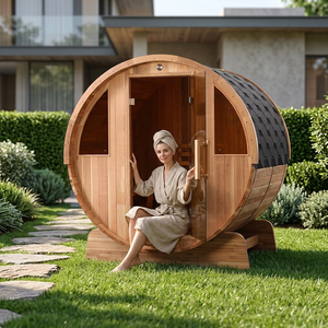 Sauna en bois massif de cèdre japonais moderne pour l'extérieur, écologique, pour 4 personnes, Harvia Park No, en stock aux États-Unis, vente directe d'usine - Product Image 1