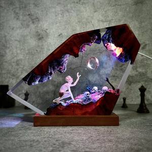 Anillos temáticos resina madera arte noche luz <span class=keywords><strong>Gollum</strong></span> y un anillo Lámpara decorativa regalo creativo para fanáticos de la Fantasía - Product Image 2