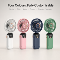 Ventilateur de table OEM en gros, 5 vitesses, faible bruit, USB-C, 1200 mAh, rechargeable, affichage numérique, pour maison et salle de sport, CE FCC RoHS