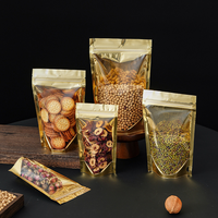 Sachet debout en aluminium métallique Sacs à fermeture éclair refermables avec fenêtre transparente pour bonbons, collations et assaisonnements