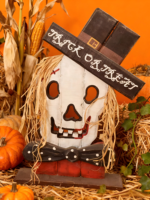 Ornement de citrouille et de crâne d'Halloween personnalisé, gravé sur bois, éco-responsable, fait main, pour la décoration de la maison et des hôtels