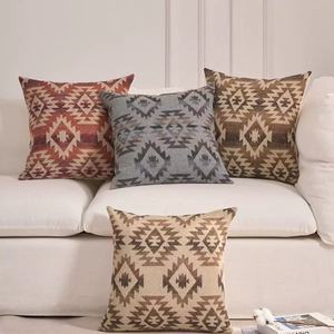 Vente en gros de taies d'oreiller décoratives Taie d'oreiller géométrique en jacquard Taie d'oreiller en coton et lin - Product Image 1