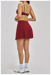 Naked Feeling Quick Dry Sports Bra <b>Side</b> Slit Tennis Skirt With Pockets 4 Way Stretch Workout Wear Women 2 Piece Set - Product Image 4