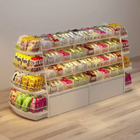 Étalage de vente en gros pour en-cas commerciaux, présentoirs en bois pour aliments en vrac, présentoirs personnalisés pour noix, céréales, bonbons