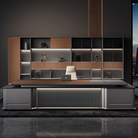 Table de bureau contemporaine élégante, bureau de direction moderne en forme de L, ensemble de mobilier commercial tout-en-un pour suite de bureaux.