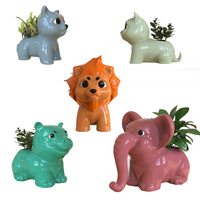 Design personnalisé mignon en forme d'animal pot de fleurs en céramique unique éléphant lion hippopotame chien chat jardinière pour le jardinage intérieur
