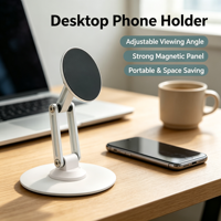 Support de téléphone magnétique en acier au carbone avec charge sans fil, rotatif à 360°, pliable, pour appels vidéo, diffusion en direct et vlogs