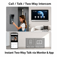 Interphone vidéo à écran tactile 7 pouces, déverrouillage par reconnaissance d'empreintes digitales, caméra HD 2 fils, visiophone, vision nocturne, audio bidirectionnel, installation facile, sécurité domestique