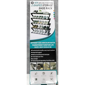 Scarpiera moderna a 5 livelli per mobili per la casa a forma di Z resistente con ripiani in tessuto tubi in acciaio ferro organizzatore scarpe per la conservazione della casa - Product Image 1