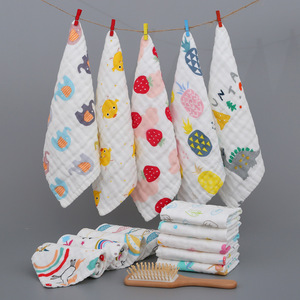 Chiffon en mousseline Serviette en coton à six couches Petite serviette en coton pour enfants Mouchoir en gaze imprimé - Product Image 4