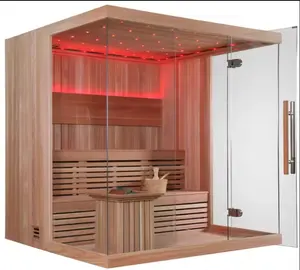 Casa de sauna al aire libre para 6 personas de madera maciza de lujo salas de vapor secas tradicionales