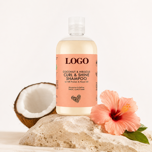 Champú Natural de Coco e Hibisco para Cabello Rizado, Fórmula Sin Sulfatos para Cabello Grueso, Limpieza Profunda - Product Image 1