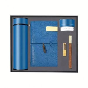 Ensemble Cadeau d'Affaires Personnalisé : Carnet de Notes A6 Relié Cousu en PU, Stylo, Bouteille Isotherme et Clé USB - 100 Feuilles - Product Image 2