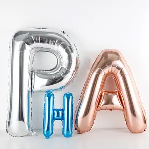 Globos personalizados con letras de helio para fiestas, globos de aluminio mylar con letras de 16, 32 y 40 pulgadas, rosa, dorado, plateado, rojo, azul y rosa