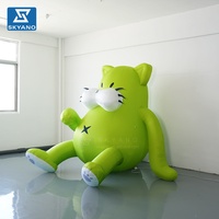 Modèle de chat vert gonflable géant personnalisé pour la publicité commerciale en extérieur, les événements, la décoration des centres commerciaux, les accessoires de présentation