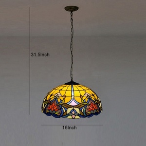 LongHuiJing Tiffany Pendant <b>Lighting</b> Fixtures Hanging Lamp Handmade Stained Glass <b>Light</b> W16 Baroque Ceiling <b>Lights</b> - Product Image 4