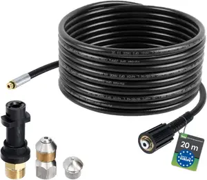High Pressure Sewer Drain Cleaning 180bar Pressure Washer Hose With Nozzles Rigid + Rotating Adapter For K2-K7