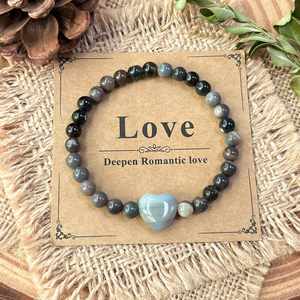 Bracelet en pierre naturelle avec perles de verre colorées, protection Aura, bijoux personnalisés haut de gamme, réduction sur les achats en gros - Product Image 2