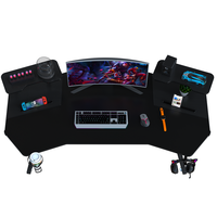 Bureau gamer Beisijie Black Wing Shaped Rgb en fibre de carbone, grand format, avec LED, pas cher.