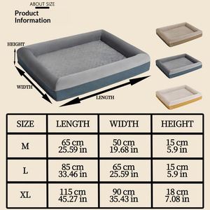 Simple Solid Fashion All-Season Rectangle Cloth Pet <b>Bed</b> for Cats <b>Dogs</b> Soft Skin-Friendly Fabric Sponge Lining Removable Washable - Product Image 3