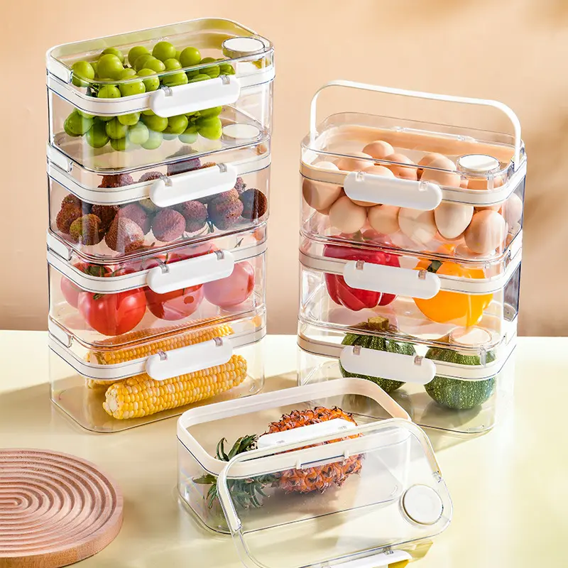 New refrigerator food storage container household kitchen transparent airtight storage box portable fruit and egg storage box