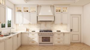 Armoires de cuisine de luxe de style européen, meubles de maison complets sur mesure, en forme de U, armoires encastrées, cuisine avec évier - Product Image 2