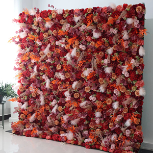 Parete Floreale per Matrimonio con Rose <span class=keywords><strong>Rosa</strong></span> <span class=keywords><strong>e</strong></span> Bianche, Sfondo di Fiori Artificiali, Parete Floreale 3D per Matrimonio - Product Image 1