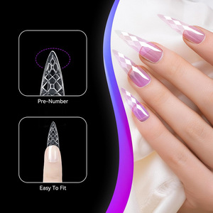 3D Soft Gel Almond False <b>Nail</b> Tips Half Cover ABS French Style <b>Nail</b> <b>Extension</b> for Fingers - Product Image 4