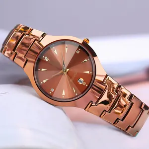 Relojes de cuarzo con avance de oro rosa para mujer, nuevo diseño, reloj de moda para niñas