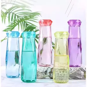新款设计玻璃水瓶杯饮用450毫升彩色礼品方便流行水瓶