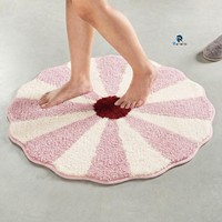 Thick Fluffy Microfiber Cute Bath Mat Pink Flower Pattern Absorbent Tufted Shaggy Non Skid Washable Bathroom Carpet