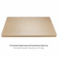 Plateau de table rectangulaire en HPL double face avec coins arrondis, grain de bois clair, pour restaurant, prix DDP USA