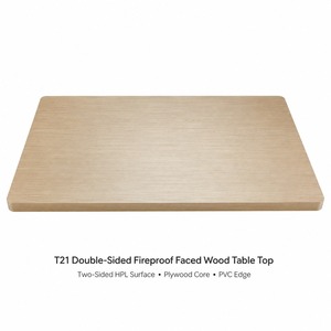 Plateau de table rectangulaire en HPL double face avec coins arrondis, grain de bois clair, pour restaurant, prix DDP USA - Product Image 4