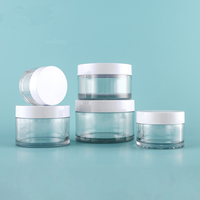 Toples kemasan plastik kosmetik kosong transparan, toples krim wajah hewan peliharaan dengan tutup 30g 50g 100g 150g 200g
