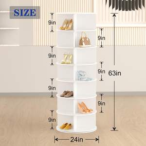 7 Tier Rotating Spinning <b>Shoe</b> <b>Rack</b> Tower, <b>White</b> Round Carousel Revolving 360 Storage <b>Shoe</b> <b>Rack</b> for Room - Product Image 4