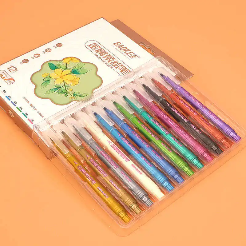 High Cost Performance Environmentally Friendly 12 Color Metal Paint Marking Pen Set