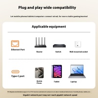 Câble USB C vers Ethernet Câble de type C vers RJ45 Réseau LAN Gigabit directement connecté pour PC Ordinateur portable TV de bureau